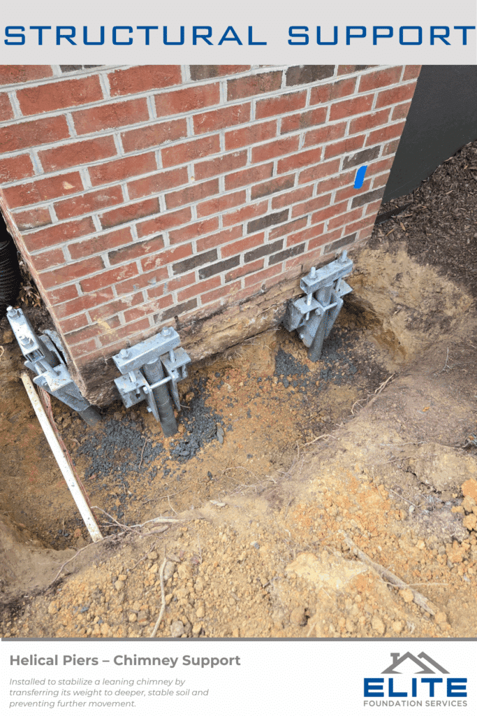 Our Work: Helical Piers Chimney Support Raleigh NC