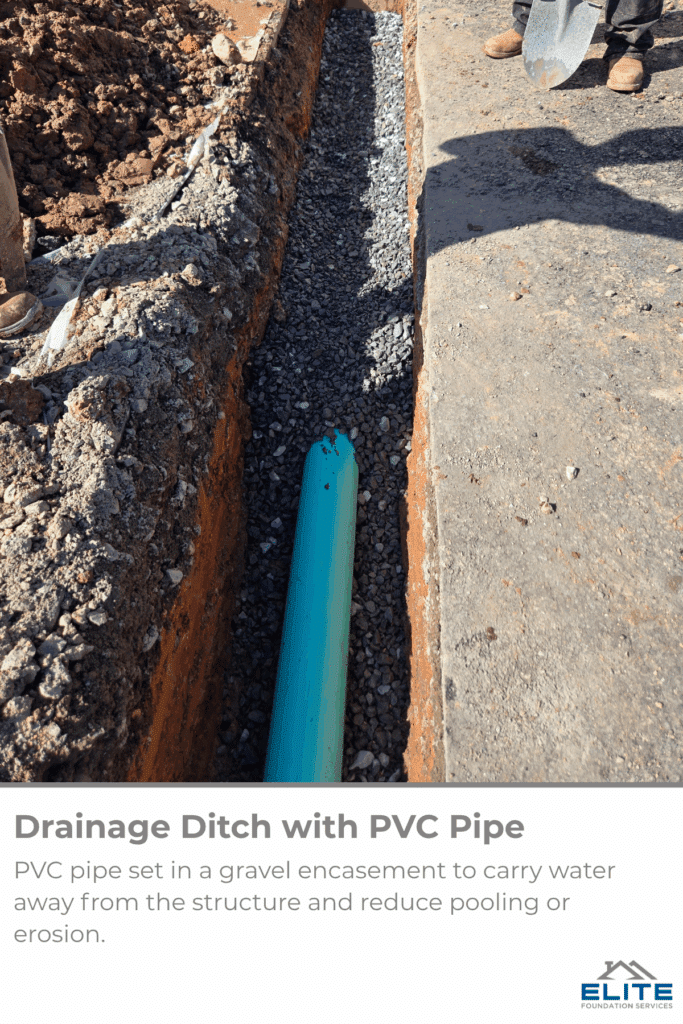 Drainage Ditch with PVC Pipe